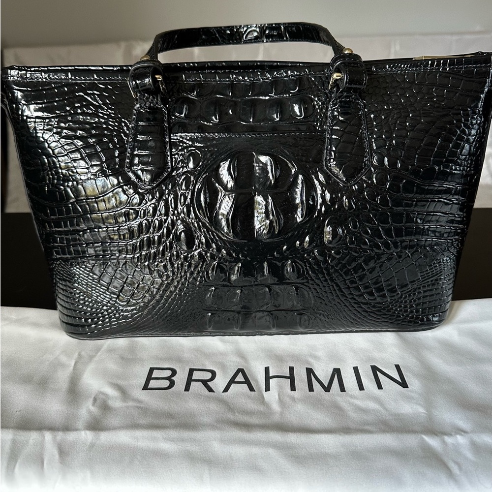 Brahmin Black Melbourne Crocodile Embossed Women's Bag
